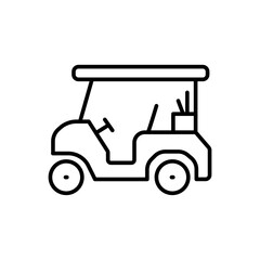 Golf car outline icons, minimalist vector illustration ,simple transparent graphic element .Isolated on white background