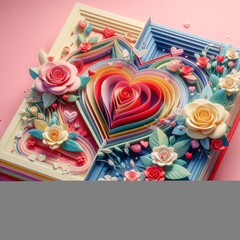 Obraz premium heart shaped box with flowers