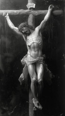 Evocative Representation of the Crucifixion of Jesus Christ in a Solemn Religious Painting. 