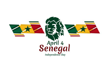 April 4, Independence day of Senegal. Happy Independence day vector illustration. Suitable for greeting card, poster and banner.