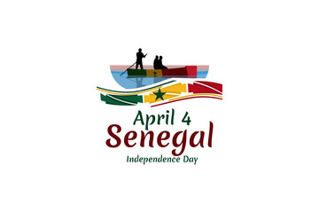 April 4, Independence day of Senegal. Happy Independence day vector illustration. Suitable for greeting card, poster and banner.