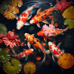 koi fish in garden pond