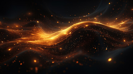 Fototapeta premium Abstract technology futuristic 3d background with gold lines curved wavy sparkle. Elegant exclusive design for invitation, wallpaper, greeting, banners, brochures, advertising. Generative AI