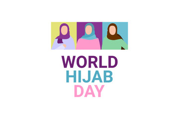 February 1, World Hijab Day vector illustration. Suitable for greeting card, poster and banner. - Vector