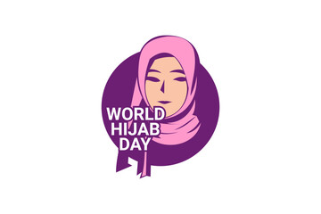 February 1, World Hijab Day vector illustration. Suitable for greeting card, poster and banner. - Vector