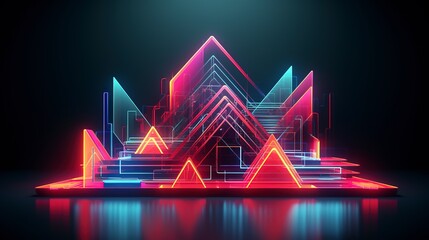 Abstract neon 3d modern illustration 
