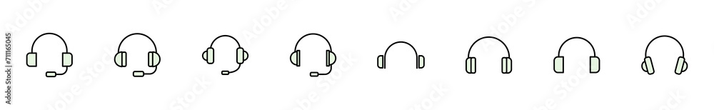 Wall mural headphone icon set. headvector icon symbols