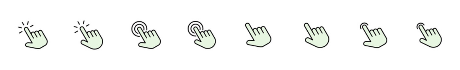 Hand click icon set. pointer icon vector. hand cursor icon vector