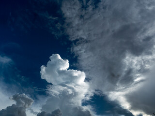 Dramatic dark storm thundercloud rain clouds on black sky background. Dark thunderstorm clouds rainny landscape. Meteorology danger windstorm disaster climate. Dark cloudscape storm disaster gray sky