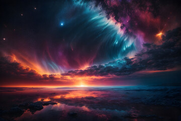 Fototapeta na wymiar Amazing Multi Color Sky at Sunset Background or Wallpaper Generatve AI