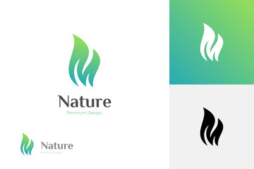 Fototapeta na wymiar Letter M leaf logo icon design with foliage graphic symbol for nature brand logo identity