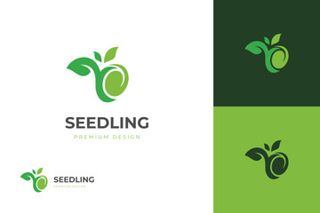 Sprout logo icon design with seed growth graphic symbol for green green earth vector logo template
