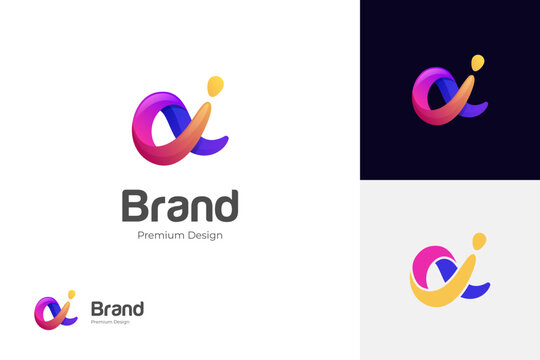 letter ai lowercase identity logo design with multicolor shape icon design element, minimalist style for business technology and company identity