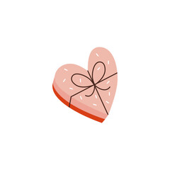 Valentines day element design. Valentine flat symbol- heart cake . Holiday of love in cute style. Stock vector illustration