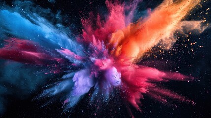 Colorful powder explosion. Generative AI. - obrazy, fototapety, plakaty