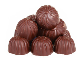 Obraz premium chocolate candy with nuts isolated on white background