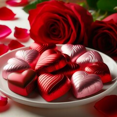 Heart-shaped chocolates, beautiful colors, Valentine's Day gift