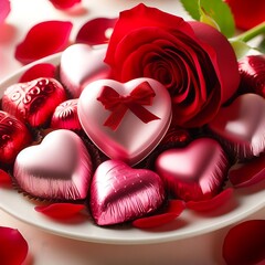 Heart-shaped chocolates, beautiful colors, Valentine's Day gift