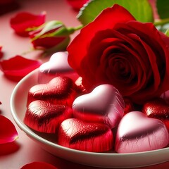 Heart-shaped chocolates, beautiful colors, Valentine's Day gift