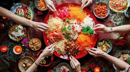 Yee sang for chinese new year - obrazy, fototapety, plakaty