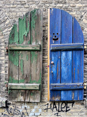 Green And Blue Wood Shutters