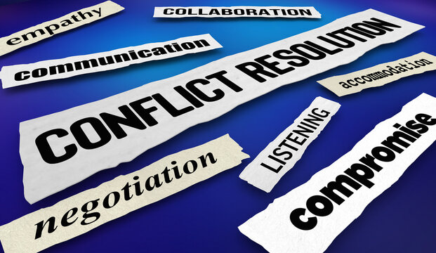 Conflict Resolution News Headlines Communication Negotiation Agreement 3d Illustration