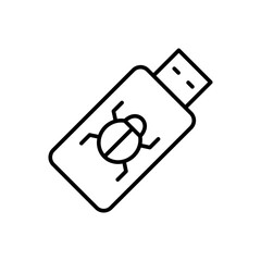 Flash disk virus outline icons, minimalist vector illustration ,simple transparent graphic element .Isolated on white background