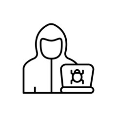 Hacker outline icons, minimalist vector illustration ,simple transparent graphic element .Isolated on white background