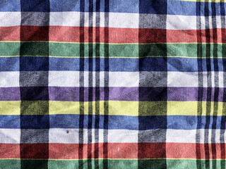 rainbow color plaid fabric texture background.