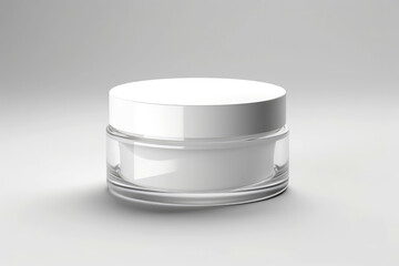 a cosmetic jar for cream and other beauty products and medicine, without labels. Generative AI
