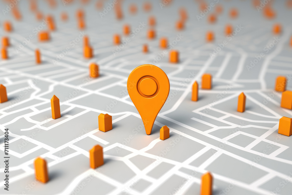 Poster pin location icon for navigation or map, generative ai