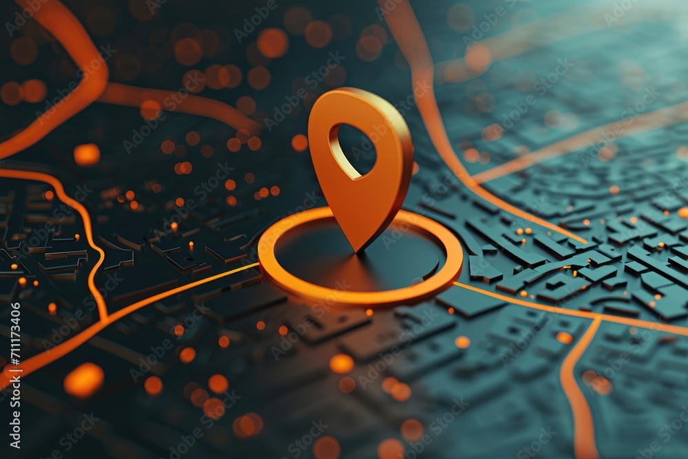 Poster pin location icon for navigation or map, generative ai