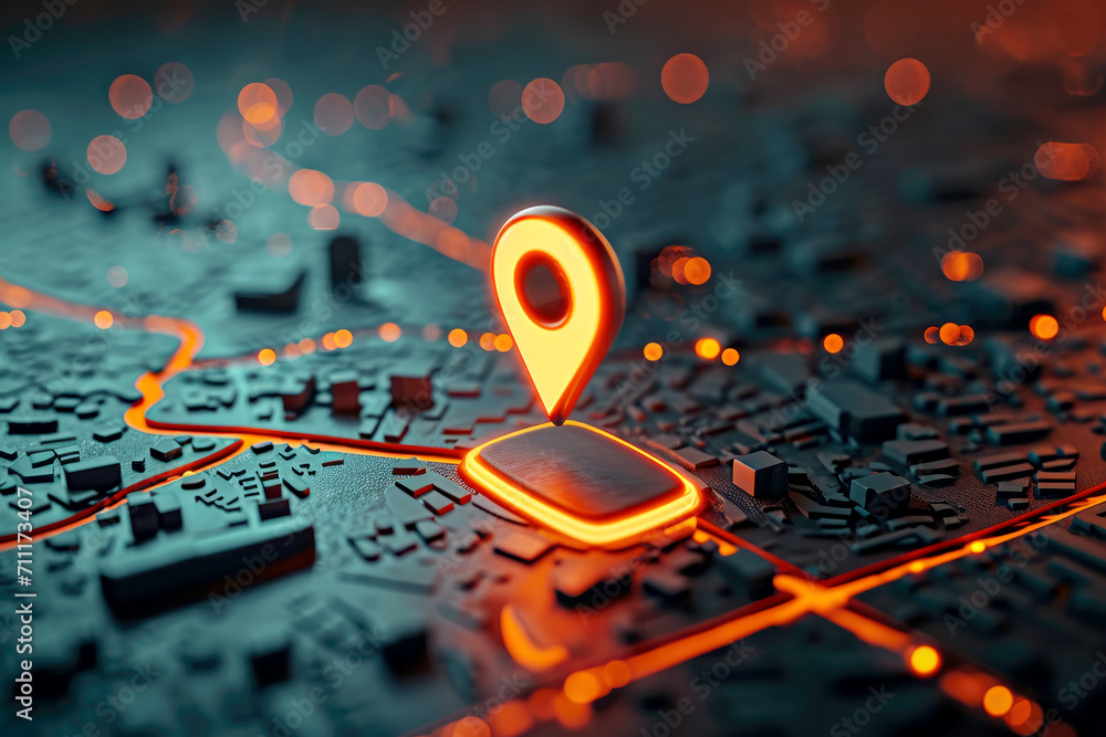 Poster pin location icon for navigation or map, generative ai