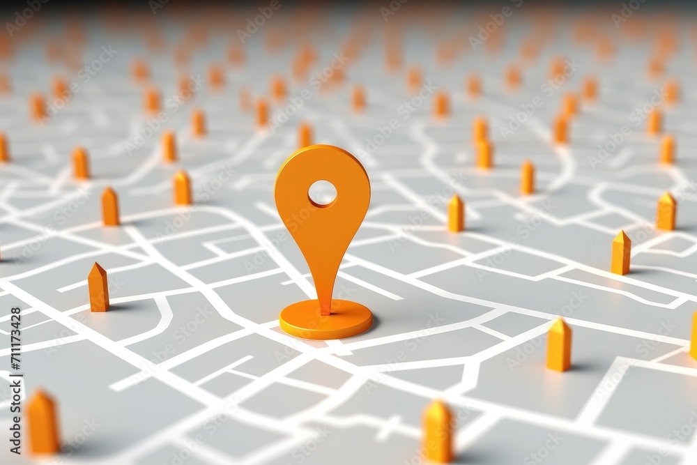 Poster pin location icon for navigation or map, generative ai