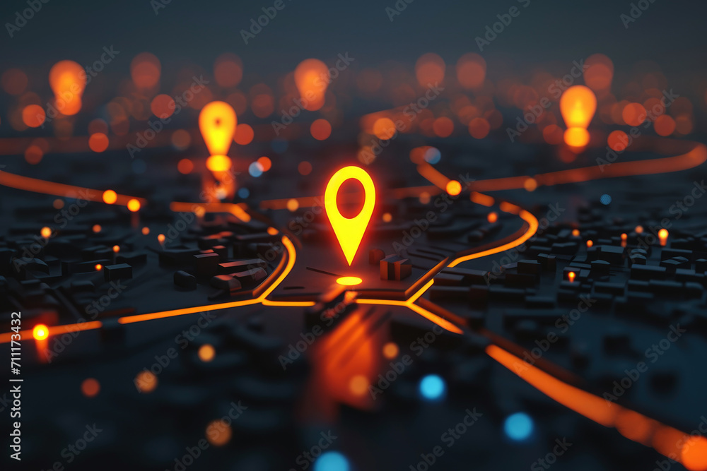 Poster pin location icon for navigation or map, generative ai