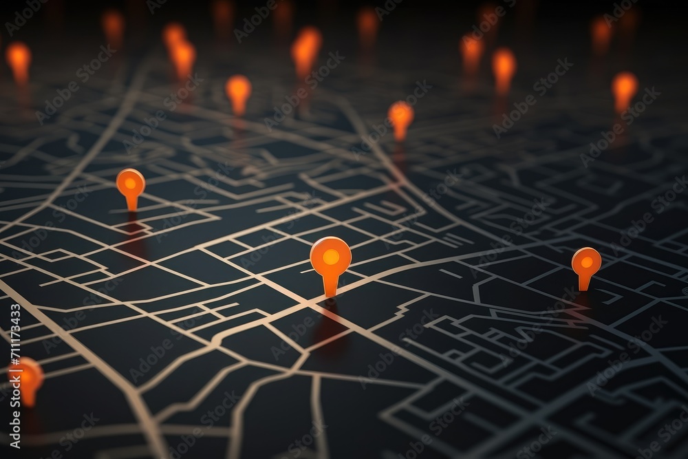 Poster pin location icon for navigation or map, generative ai