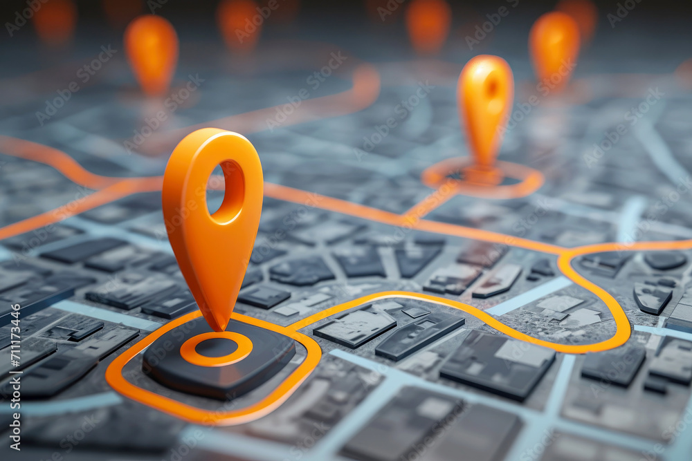 Poster pin location icon for navigation or map, generative ai