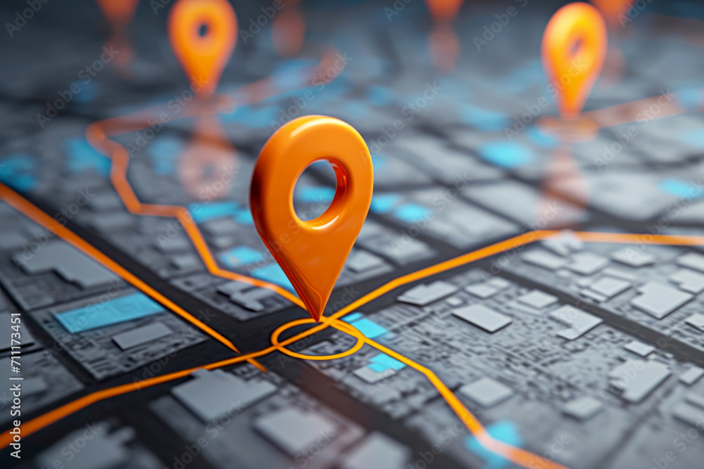 Poster pin location icon for navigation or map, generative ai