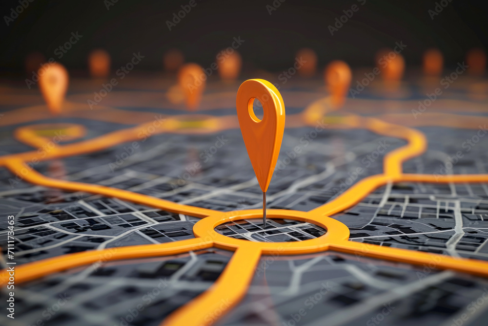 Poster pin location icon for navigation or map, generative ai
