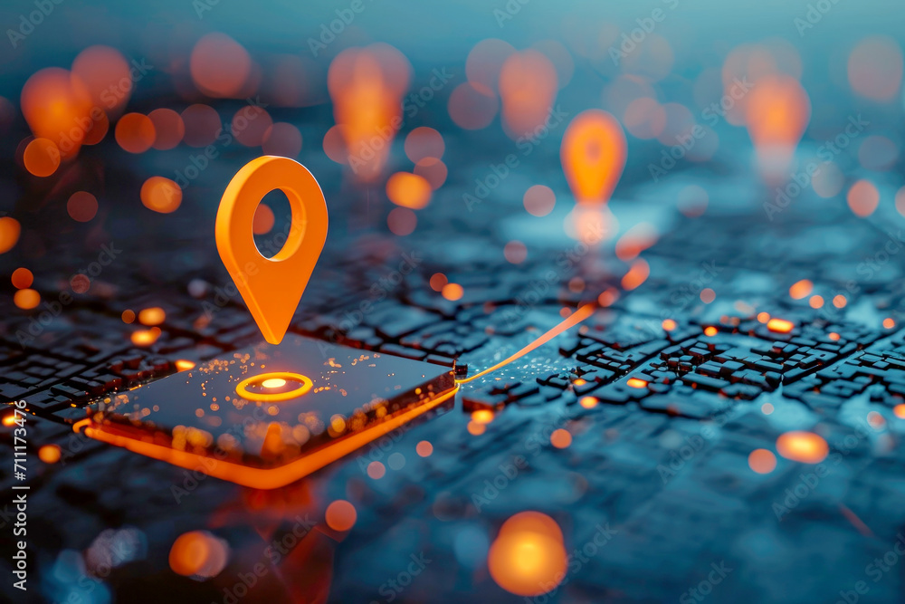 Poster pin location icon for navigation or map, generative ai
