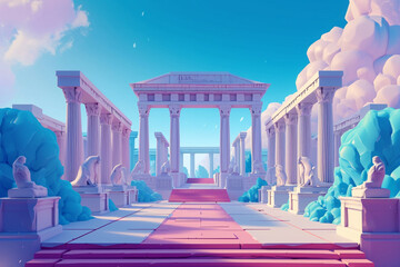 Obraz premium Game background 3d stylish architecture illustration