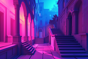 Game background 3d stylish architecture illustration