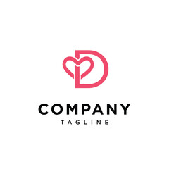 Letter D Love Valentine Logo icon vector template.eps