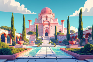 Naklejka premium Game background 3d stylish architecture illustration