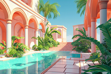 Game background 3d stylish architecture illustration