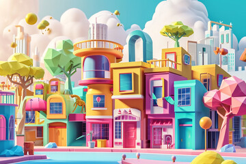 Fototapeta premium Game background 3d stylish architecture illustration