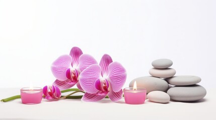 Elegant Spa Setting with Orchids and Candles