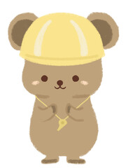 ヘルメットをかぶったかわいいナキウサギのキャラクター