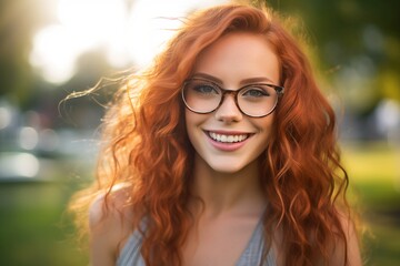 Portrait pretty redhead woman, generative ai