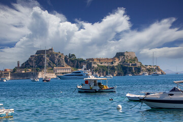 View of Corfu Island with old Venetian fortress, Greece. - 711177251